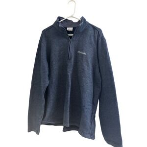 Columbia Sportswear Mens 1/4 Zip Pullover Sweater Blue Melange Size L